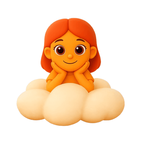 The orange Juno companion resting on a soft cloud.
