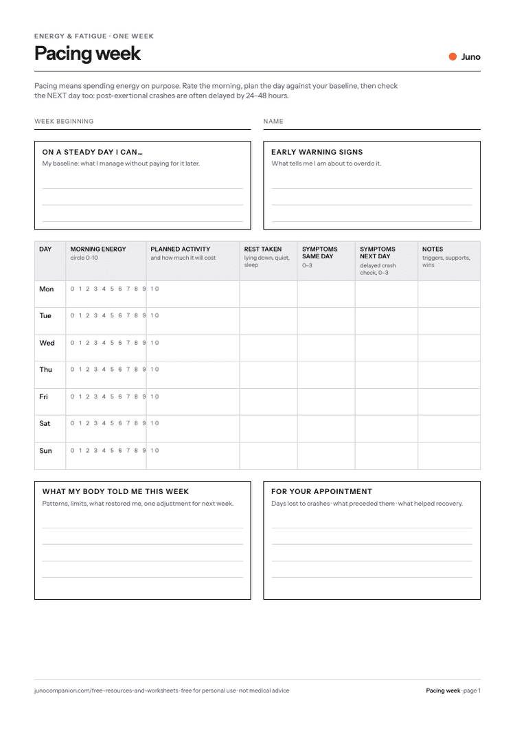 Pacing week worksheet preview